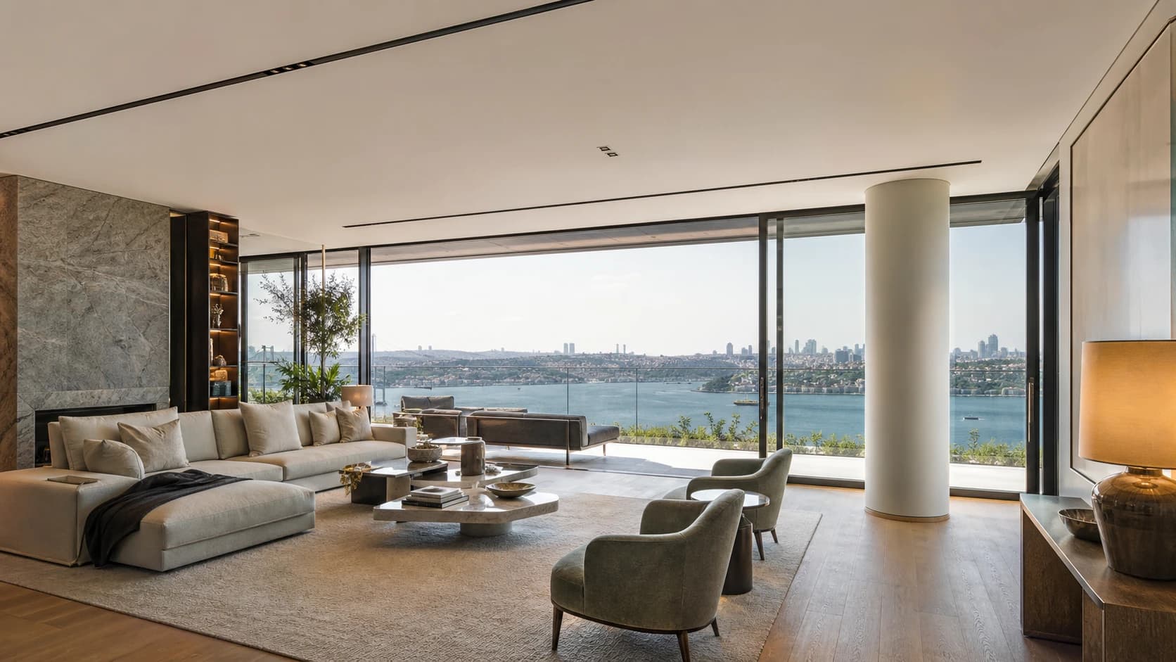 Premium Istanbul apartment interior with Bosphorus light